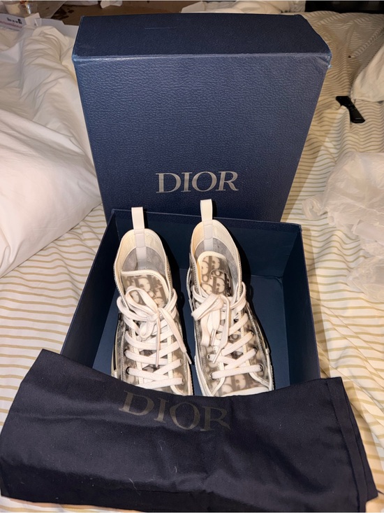 Dior Shoes - Dior Beige and White Dior Oblique high-Top Sneakers